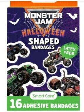 Monster Jam Halloween Shaped Bandages- set Of 3 Boxes